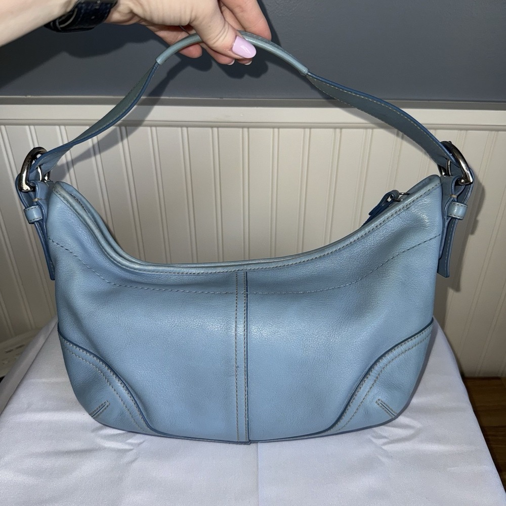Vintage Coach Light Blue SoHo HoBo Crescent Shoulder Bag Purse Handbag Y2K 2004